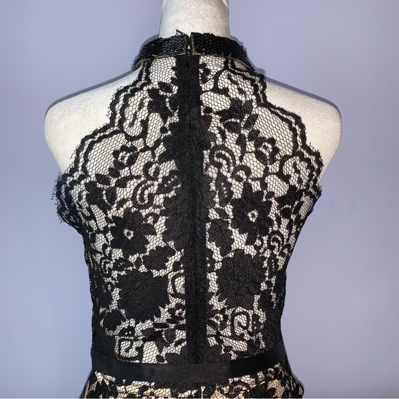 Lotus Threads Black Embellished Floral Lace High Halter Neck Formal Jumpsuit - Picture 5 of 16